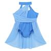 YEAHDOR Kids Girls Halter Cutout Back Lyrical Contemporary Ballet Dance Skirted Leotard Chiffon Dress Satge Costume Light_Blue 12 view 3