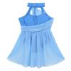 YEAHDOR Kids Girls Halter Cutout Back Lyrical Contemporary Ballet Dance Skirted Leotard Chiffon Dress Satge Costume Light_Blue 12 view 4