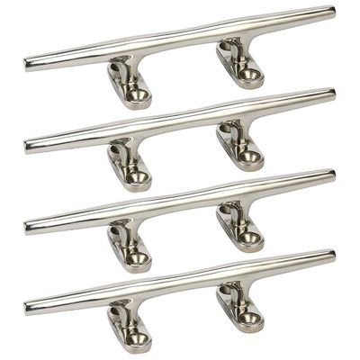 Amarine Made 4 Pack Stainless Steel Open Base Cleat-8 Inch Boat Cleats,Rope Cleat,Boat Dock Cleats - Ideal for Marine, Deck,Nautical Decor,Cabinet Pull/Towel Hook/Coat Hanger