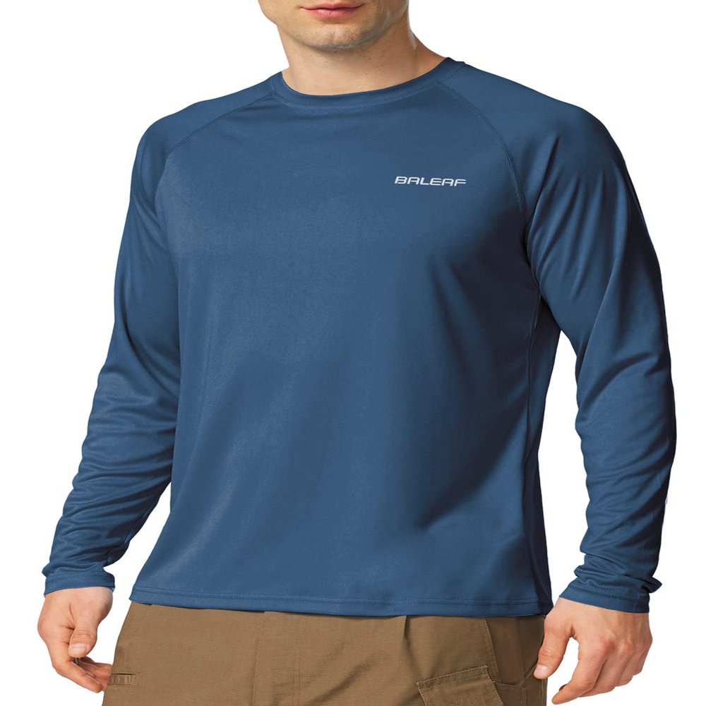 baleaf Men's Long Sleeve Swim Shirts Rash Guard UV Sun Protection SPF T-Shirts UPF 50+ Quick Dry Swimming Fishing Bluish Violet Size XL