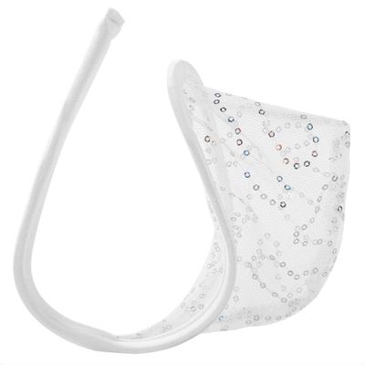 ACSUSS Men's Floral Lace Invisible C-String Sissy Girlie C-Strap Briefs Underwear Sequins White One Size