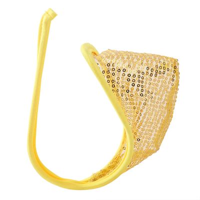 ACSUSS Men's Floral Lace Invisible C-String Sissy Girlie C-Strap Briefs Underwear Sequins Yellow One Size