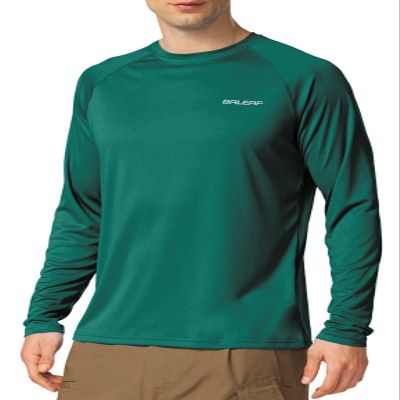baleaf Men's Sun Protection Shirts UV SPF T-Shirts UPF 50+ Long Sleeve Rash Guard Lightweight Hiking Summer Emerald Size S