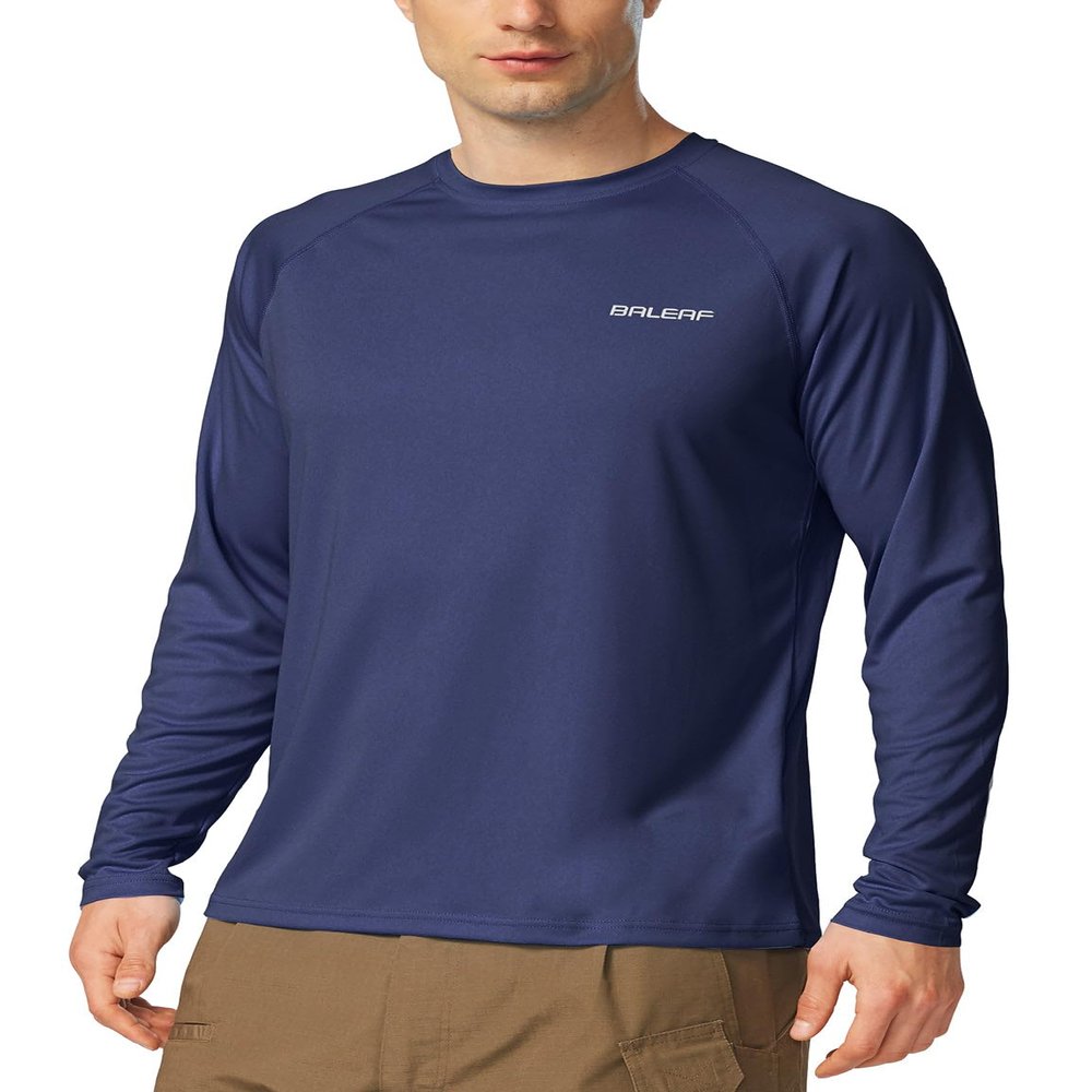 baleaf Men's Long Sleeve Swim Shirts Rash Guard UV Sun Protection SPF T-Shirts UPF 50+ Quick Dry Swimming Fishing Bluish Violet Size S