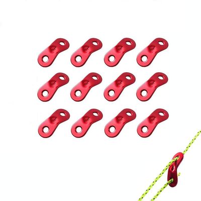 Aluminum Alloy Rope Adjuster, Tent Rope Tensioner for Camping Hiking, Pack of 12,red (12, red) (12, red)