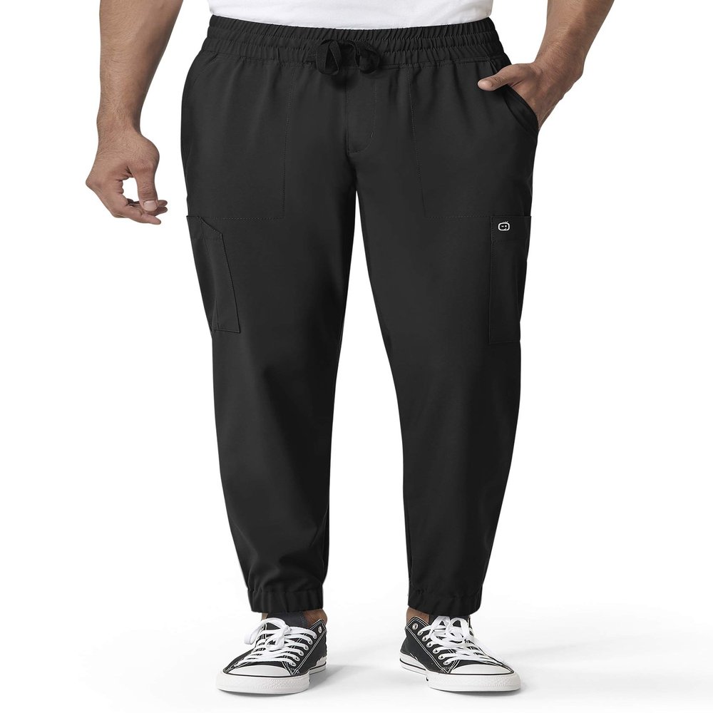 WonderWink W123 Men's Cargo Jogger, Black, L Tall