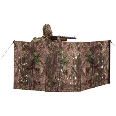 Ameristep 4-Spur Ground 3D Leafy Die-Cut Camo Ultra-Compact Easy-Setup Three-Panel Low-Noise Run-and-Gun 2-Person Hunting Blind