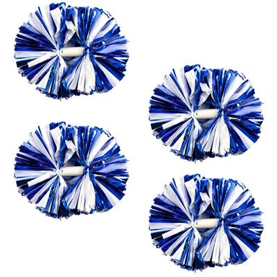 Supkiir 4Pcs Blue White Cheerleading Pom Poms for Cheerleader Costume Women, 2 Pair Cheer Pompoms for Boy Girl School Sports Games Team Spirit Cheering Dancing