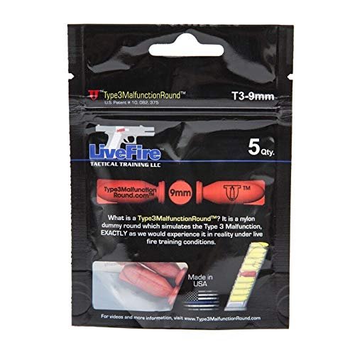 Type3MalfunctionRound - Practice Double Feed Malfunctions in Live and Dry Fire - Pack of 5 (9mm)