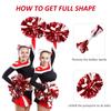 Supkiir 4Pcs Red White Cheerleading Pom Poms for Cheerleader Costume Women, 2 Pair Cheer Pompoms for Boy Girl School Sports Games Team Spirit Cheering Dancing view 4