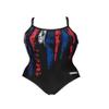 ARENA Women's Painted Stripes Light Drop Back MaxLife One Piece Swimsuit, Black-Multi White, 24 view 1