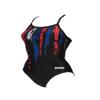 ARENA Women's Painted Stripes Light Drop Back MaxLife One Piece Swimsuit, Black-Multi White, 24 view 3