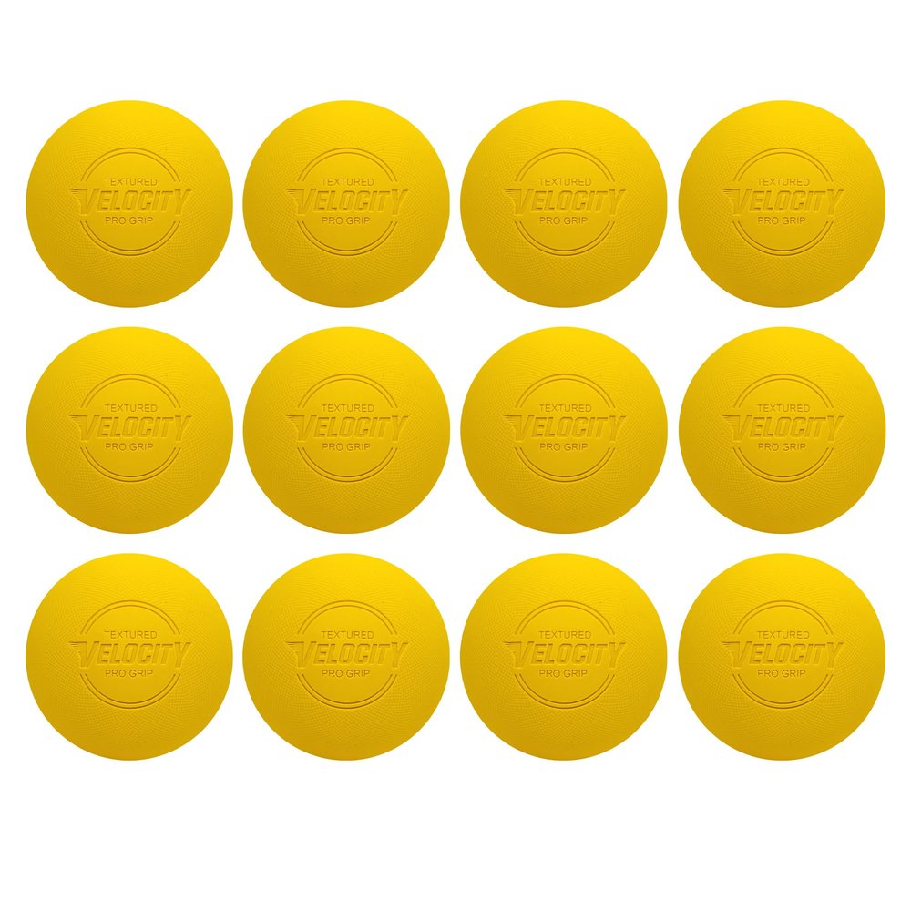 Velocity Pro Grip Lacrosse Balls - 6, 12, 18, 60 and 120 Packs - Certified for Youth, Club, High School, CLA, and College Game Play - Yellow