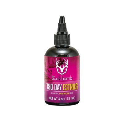 Hunters Specialties Buck Bomb Natural 180 Day Estrus Liquid Scent w/Wicks | Deer Buck Lure Hunting Primetime Post/Pre Rut Scent Attractant for Hunting, 4 Oz - 1 Bottle
