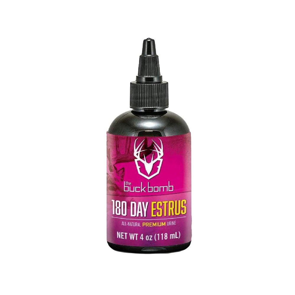 Hunters Specialties Buck Bomb Natural 180 Day Estrus Liquid Scent w/Wicks | Deer Buck Lure Hunting Primetime Post/Pre Rut Scent Attractant for Hunting, 4 Oz - 1 Bottle