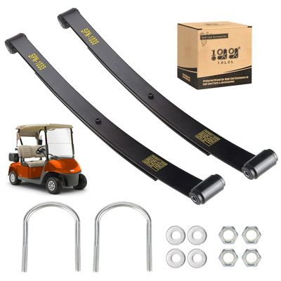 10L0L Heavy Duty Golf Cart Rear (2-Leaf) Tapped Leaf Springs Set with Bushing Kit U Bolts Nuts Fits EZGO RXV Golf Cart 2008-2013 OEM# 603498 604494, 2-Pack