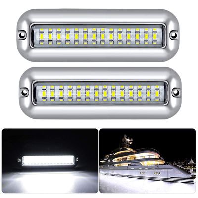 Kawell 42 LED Waterproof IP68 Stainless Steel Underwater Pontoon Marine Navigation Lights - Stern Boat Transom Lights (White 2pcs)