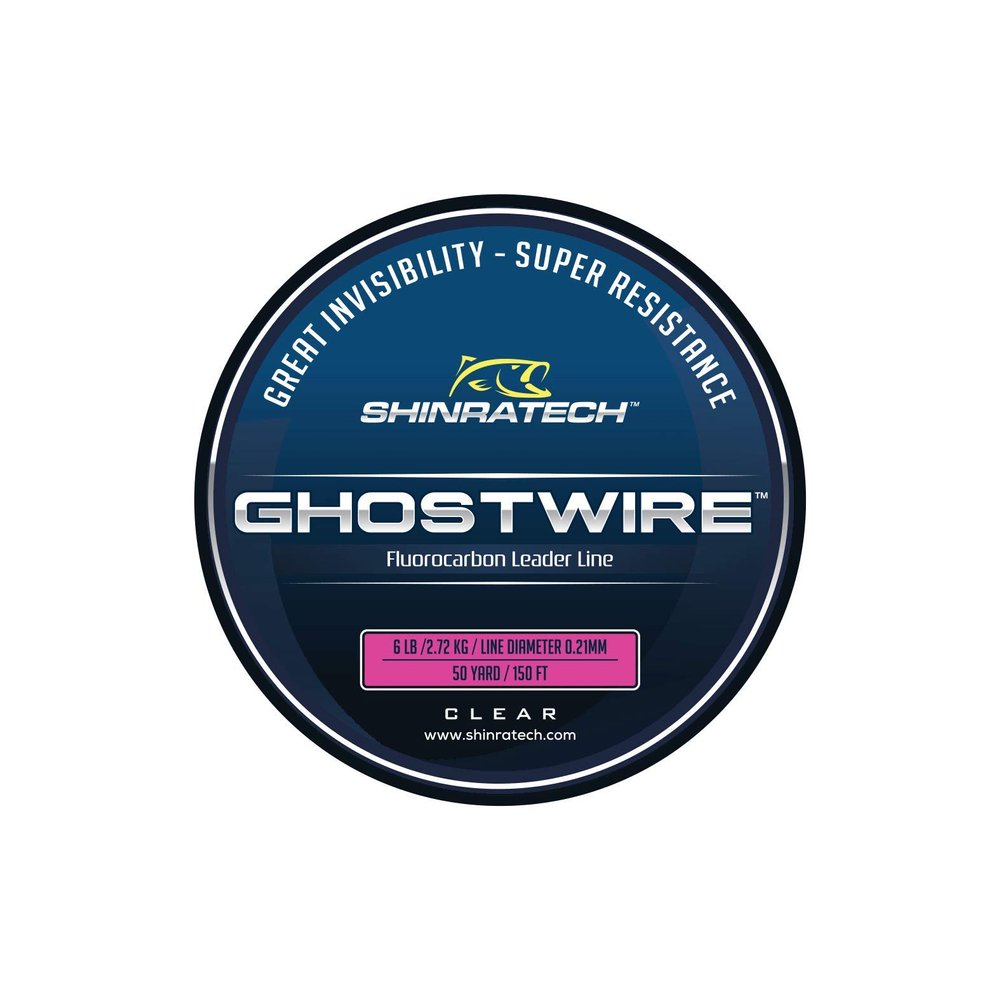 GHOSTWIRE ShinraTech 100% Fluorocarbon Leader Line (6lb 50yd Spool) - Clear and Virtually Invisible Underwater