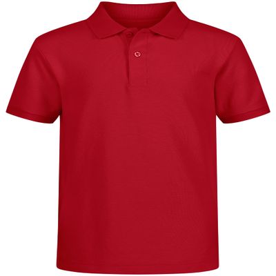 Nautica Boys' School Uniform Short Sleeve Pique Polo, Red, X-Large (18/20) Husky