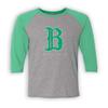 36 and Oh! Boston B Baseball Raglan T Shirt Mens St. Patricks Day Theme - Soft Style Green view 1