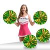 Ueerdand Pack of 4 Cheerleading Pom Poms Foil Plastic Metallic Cheerleader Pom Poms for Cheer Sport Kids Adults Team Spirit Cheering (Green/Gold New) view 1