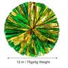 Ueerdand Pack of 4 Cheerleading Pom Poms Foil Plastic Metallic Cheerleader Pom Poms for Cheer Sport Kids Adults Team Spirit Cheering (Green/Gold New) view 2
