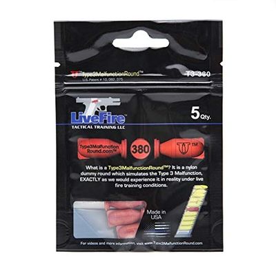 Type3MalfunctionRound - Practice Double Feed Malfunctions in Live and Dry Fire - Pack of 5 (.380)