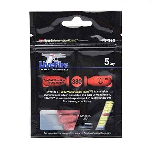Type3MalfunctionRound - Practice Double Feed Malfunctions in Live and Dry Fire - Pack of 5 (.380)