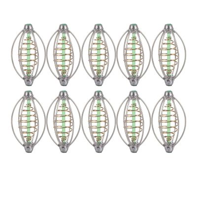 Vbest life 10PCS Fishing Bait Cage Stainless Steel Spring Fishing Feeder Bait Thrower with Pendant Bead, Size S/M/L/XL Available(L 20g)