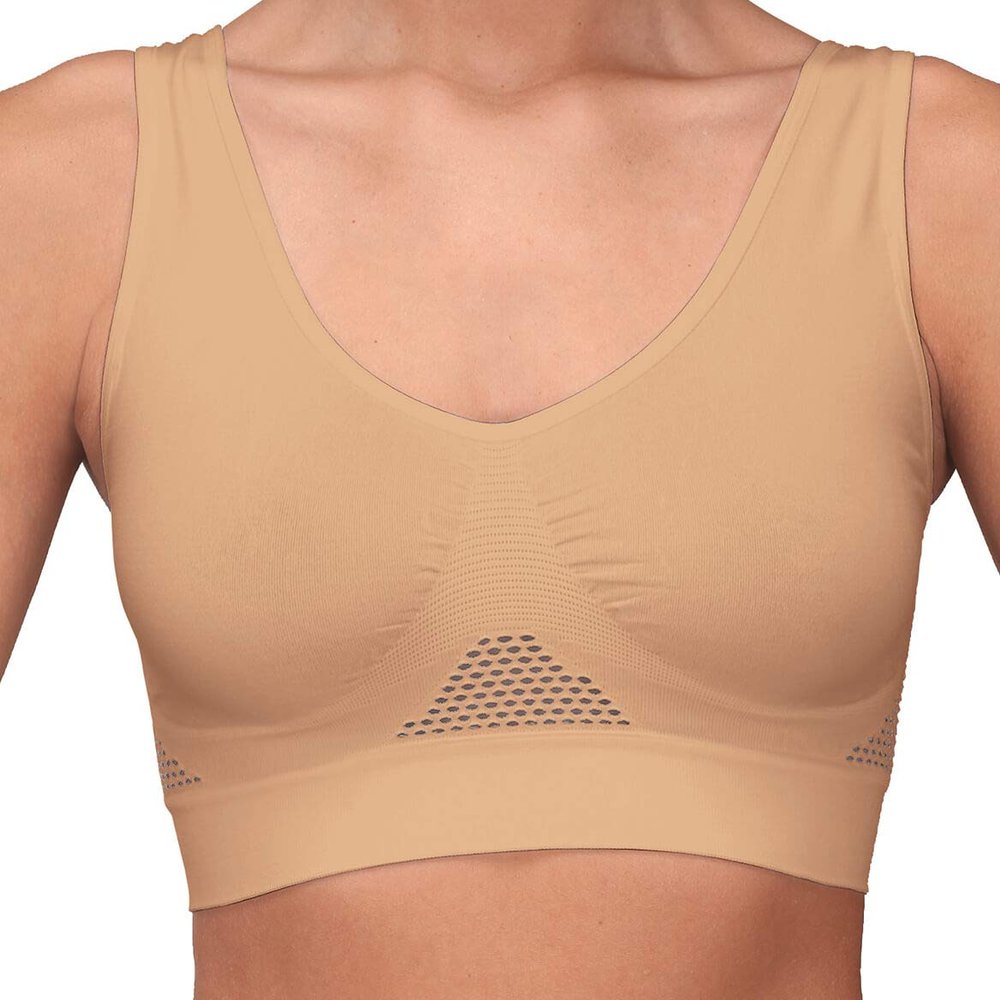 Fox Valley Traders Womens Seamless Wireless Cooling Comfort Bra, Nude, Large