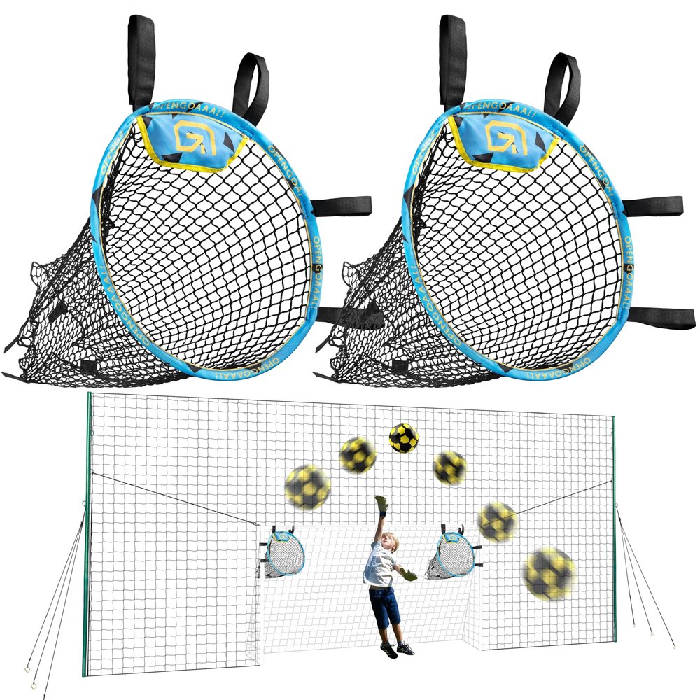 Open Goaaal Soccer Goal Net & Soccer Backstop Net with Rebounder - Soccer Nets for Backyard All in One & Practice Targets - Soccer Goals for Backyard - Standard Size (2 Pack)