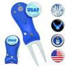 Clip Wipes Air Force Divot Tool | Switchblade Style & 5 Air Force Ball Markers (Blue) view 1