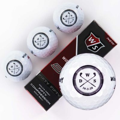 Custom Wedding Golf Balls, Initials, Sleeve of 3 Personalized Golf Balls for Men, Wilson Staff Elite