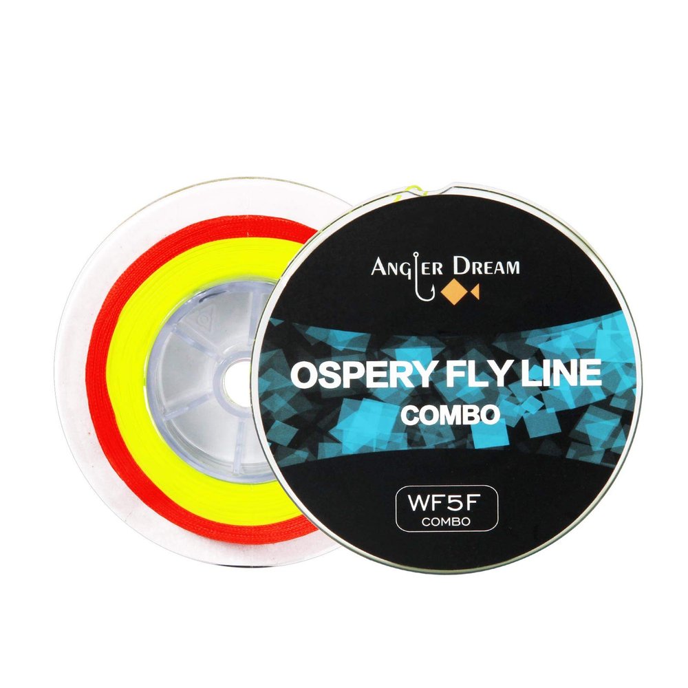 ANGLER DREAM Preload Fly Line Fluo Yellow 100FT WF5F Fly Line with Welded Loop Fly Fishing Line Combo Weight Forward Fly Fishing Line with Braided Backing Tapered Leader
