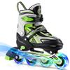 Gonex Inline Skates for Girls Boys Kids, Adjustable Skates Outdoor Blades Inline Roller Skates for Children Teens Women with Light Up Wheels for Indoor Outdoor Backyard Skating, Green S view 1