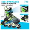 Gonex Inline Skates for Girls Boys Kids, Adjustable Skates Outdoor Blades Inline Roller Skates for Children Teens Women with Light Up Wheels for Indoor Outdoor Backyard Skating, Green S view 2