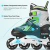 Gonex Inline Skates for Girls Boys Kids, Adjustable Skates Outdoor Blades Inline Roller Skates for Children Teens Women with Light Up Wheels for Indoor Outdoor Backyard Skating, Green S view 3