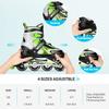 Gonex Inline Skates for Girls Boys Kids, Adjustable Skates Outdoor Blades Inline Roller Skates for Children Teens Women with Light Up Wheels for Indoor Outdoor Backyard Skating, Green S view 4