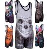 KO Sports Gear Unisex Wrestling Singlet for Adult Wrestlers - Wrestling Singlet for Men & Women - Bold Durable Uniform, Stretchy Breathable Material - Reaper Skull, Adult Large view 1