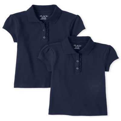 The Children's Place girls Short Sleeve Ruffle Pique Polo Shirt, Tidal 2 Pack, X-Small US