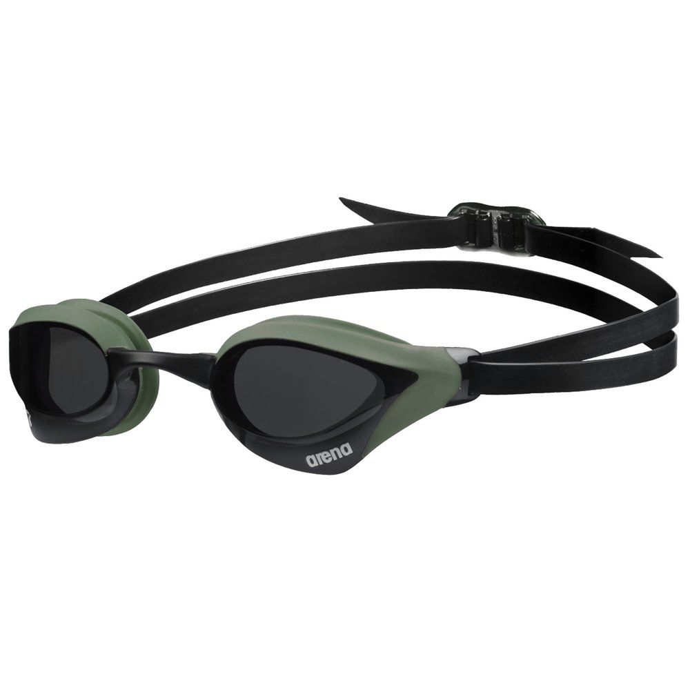 ARENA Unisex Cobra Core Swipe Anti-Fog Racing Swim Goggles for Men and Women Polycarbonate Non-Mirror Lens, Smoke/Army/Black