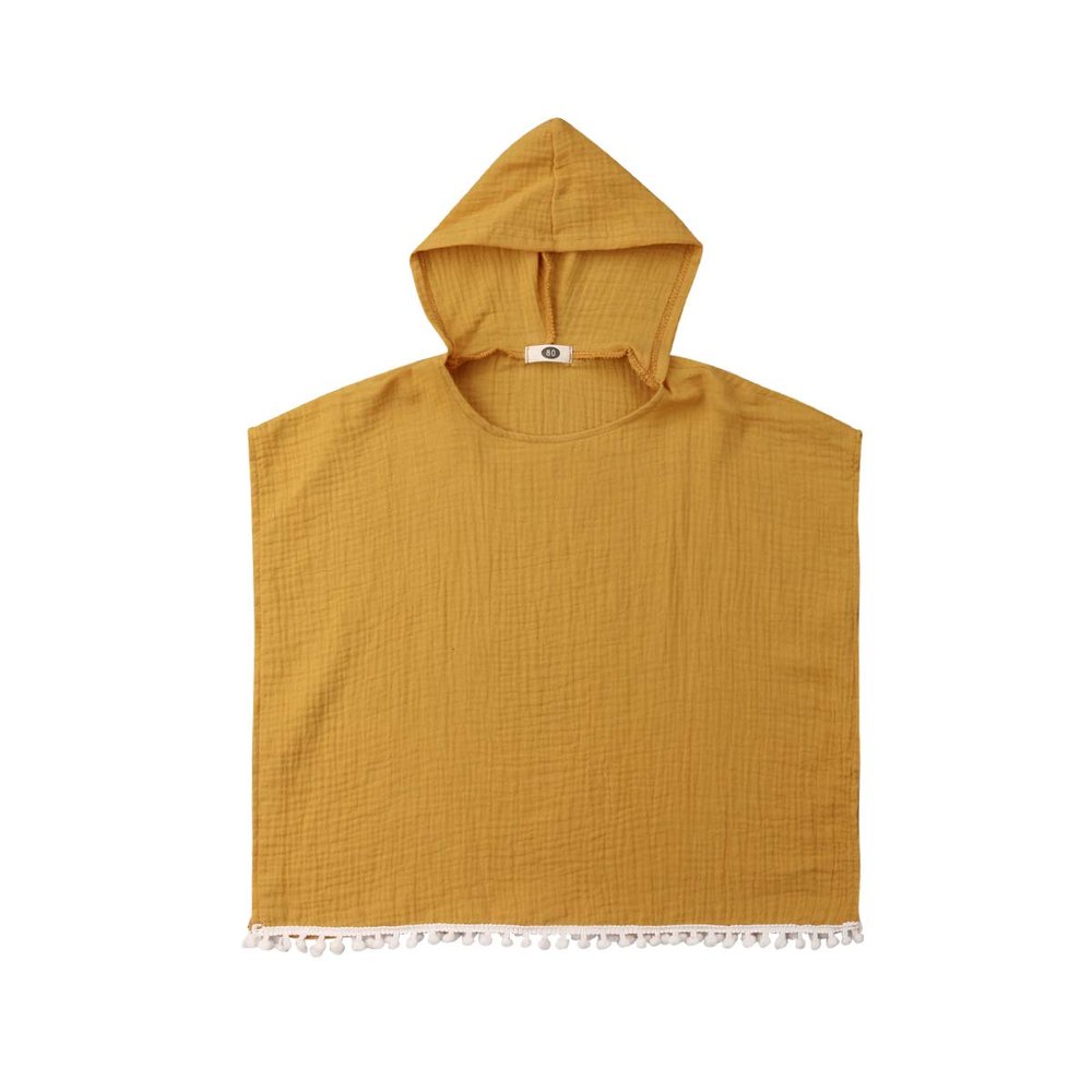 Toddler Kids Baby Girl Boy Boho Summer Clothes Tassel Hooded Dress Cape Beach Cover Up Tops Cloak Poncho Outfits (Yellow,1-2T)
