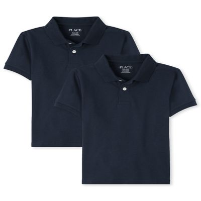 The Children's Place Boys Short Sleeve Pique Polo,Nautico 2 Pack,XL (14)