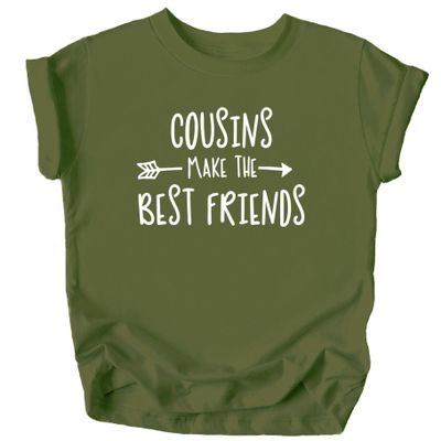 Cousins Make The Best Friend T-Shirt for Baby and Toddler Girls Fun Family Outfits Military Green Shirt