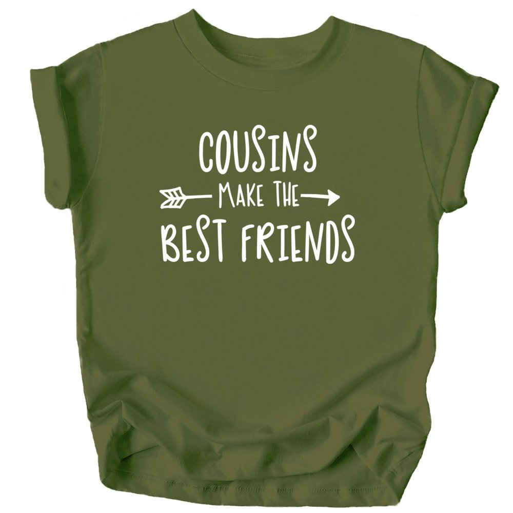 Cousins Make The Best Friend T-Shirt for Baby and Toddler Girls Fun Family Outfits Military Green Shirt