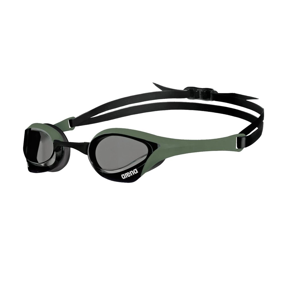 ARENA Unisex Cobra Ultra Swipe Racing Swim Goggles for Men and Women Swipe Anti-Fog Technology Polycarbonate Non-Mirror Lens, Smoke/Army/Black