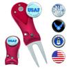 Clip Wipes Air Force Divot Tool | Switchblade Style & 5 Navy Ball Markers (Red) view 1