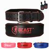 Weight Lifting Belt - 4 Genuine Leather Belts Padded Lower Back Support for Gym Bodybuilding Squat Deadlift Weightlifting Cross Strength Training Men Women Free Wrist Wrap view 1