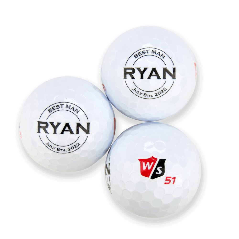 Custom Best Man Golf Balls, Wilson Staff Elite, Sleeve of 3 Personalized Golf Balls for Men with Round Design