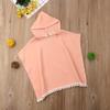 Toddler Kids Baby Girl Boy Boho Summer Clothes Tassel Hooded Dress Cape Beach Cover Up Tops Cloak Poncho Outfits (Pink,1-2T) view 3